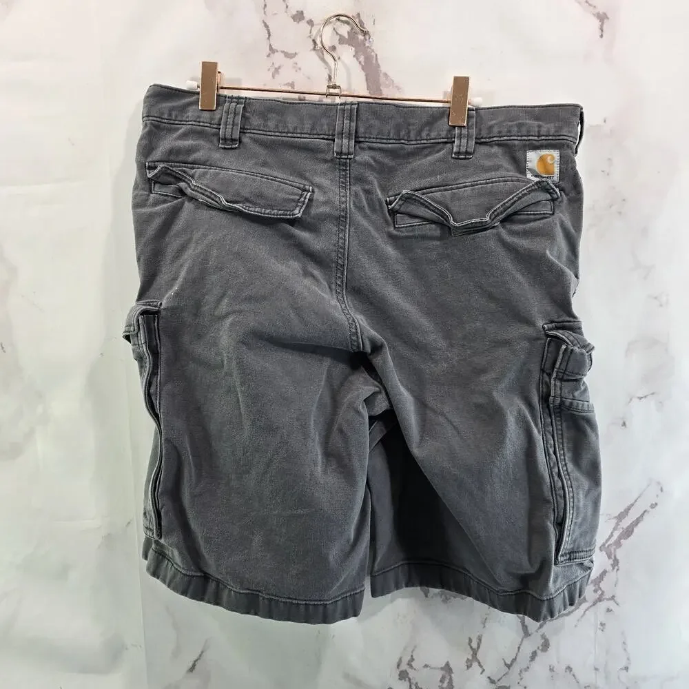 Carhartt Shorts Mens 36 Grey Canvas 10 Inch Camp Relaxed Fit Bermuda Duck